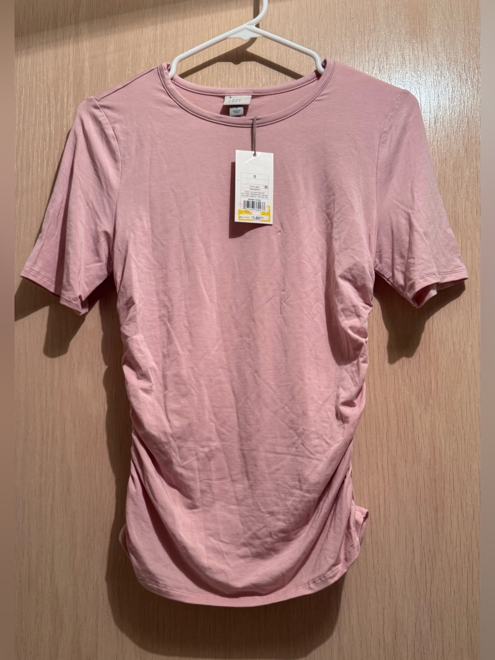 a new day Pink Crew Neck Short Sleeve Side-Ruched Tee